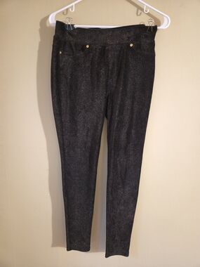 Michael Kors Black & Gold Sparkle Skinny Pants